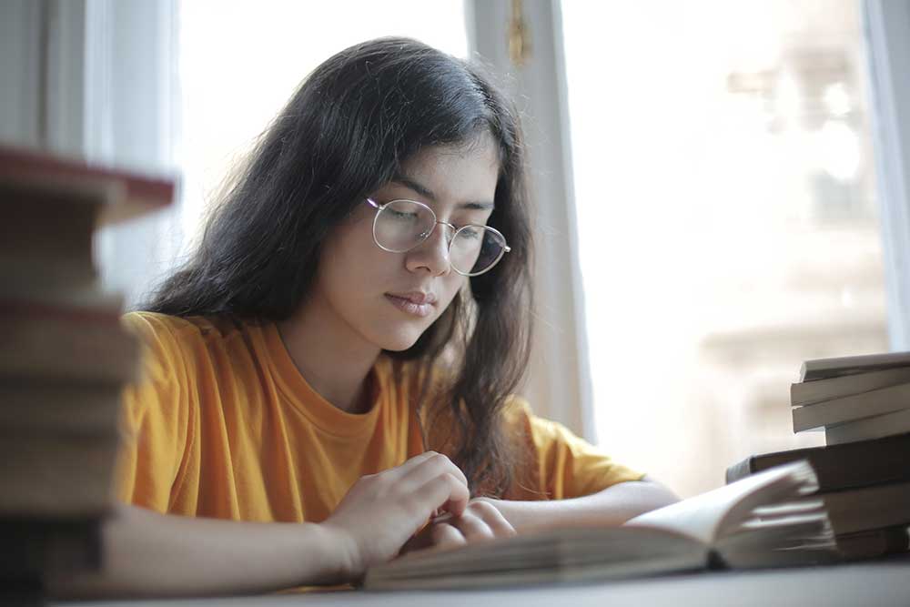 young woman studying